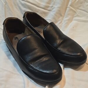 Shoes For Crews Black Leather Slip-On Loafers-Non Slip